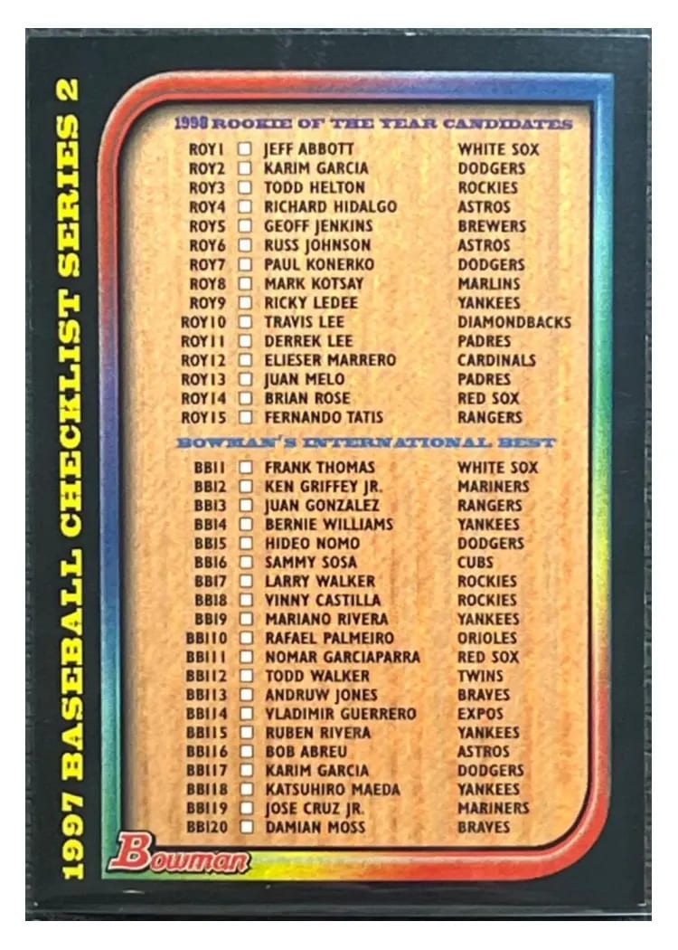 1997 Bowman Checklist #4 card