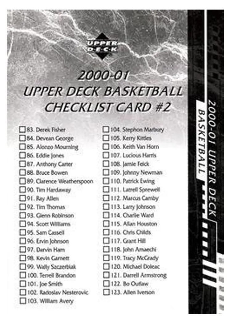 2000 Upper Deck Checklist 2- 83-164 card