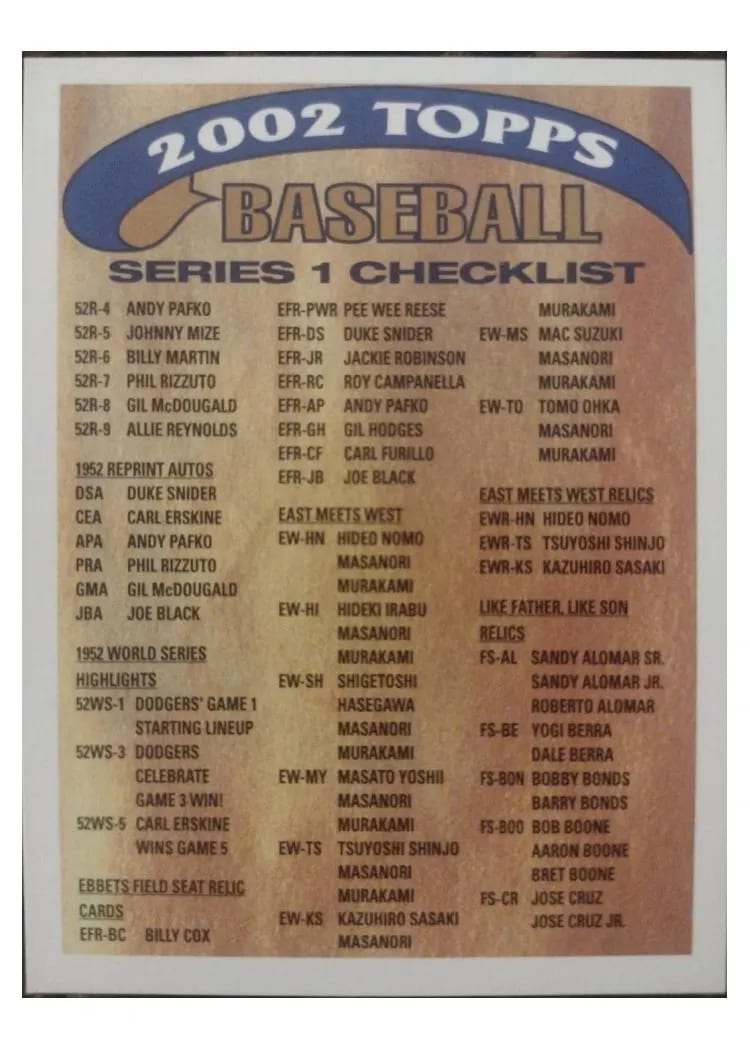 2002 Topps Checklist #4 card