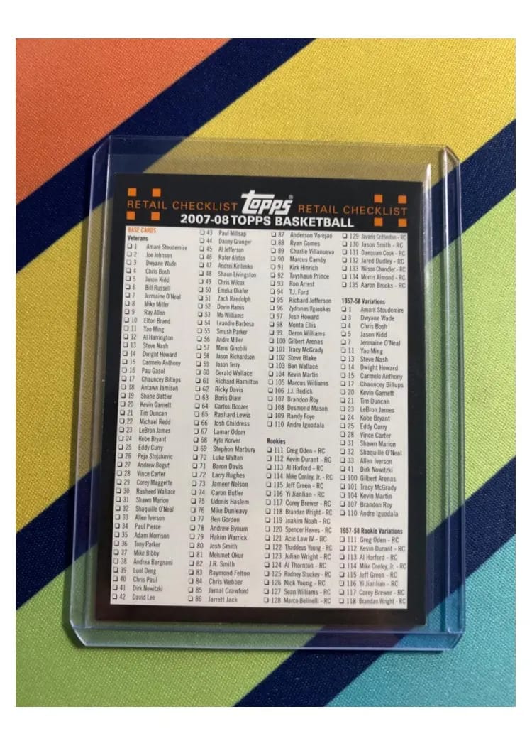 2007 Topps Checklist card