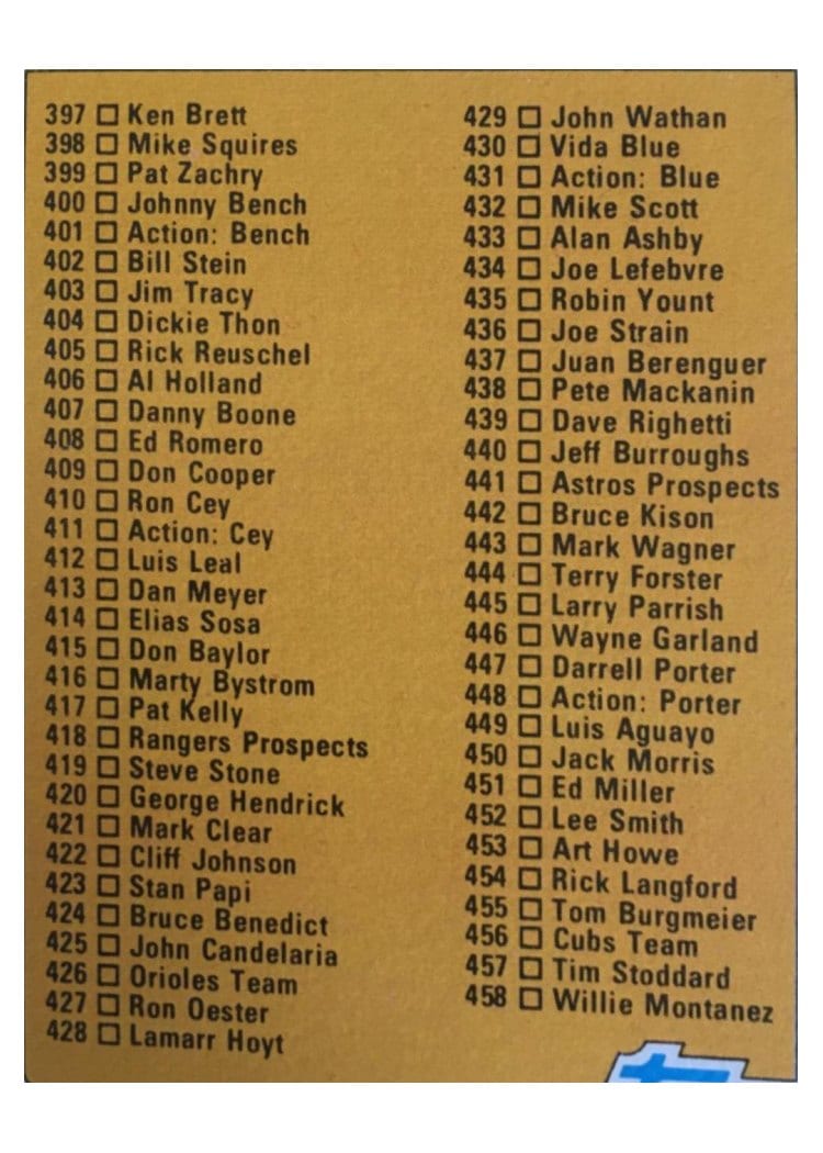 1982 Topps Checklist 397-528 #491 card