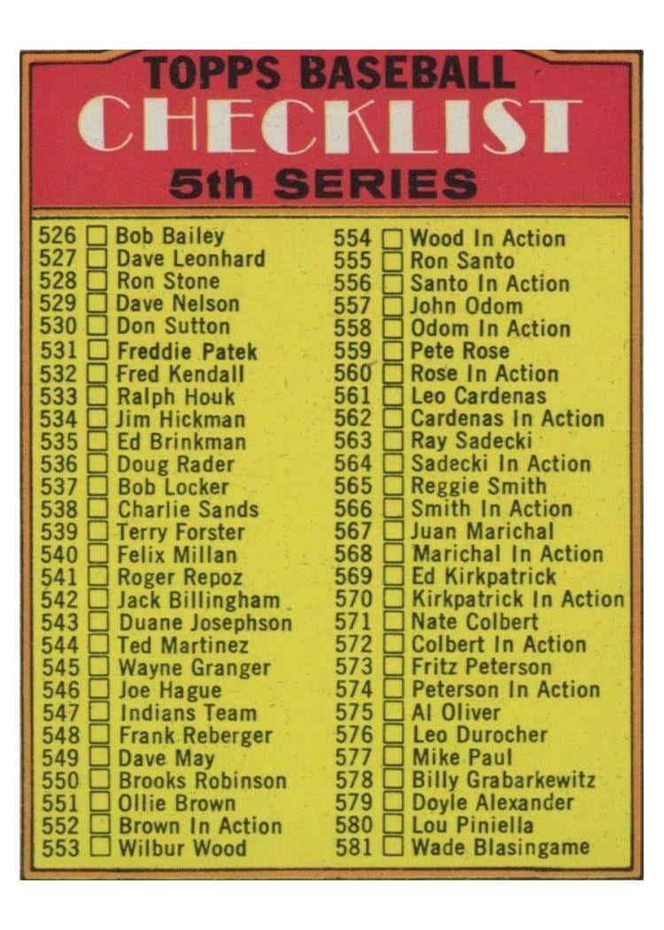 1972 Topps Checklist 526-656 #478 card