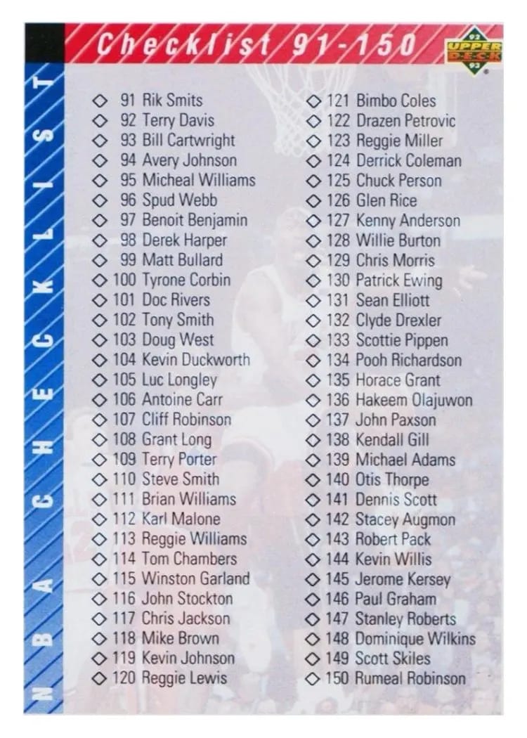 1992 Upper Deck Checklist 91-200 #200 card