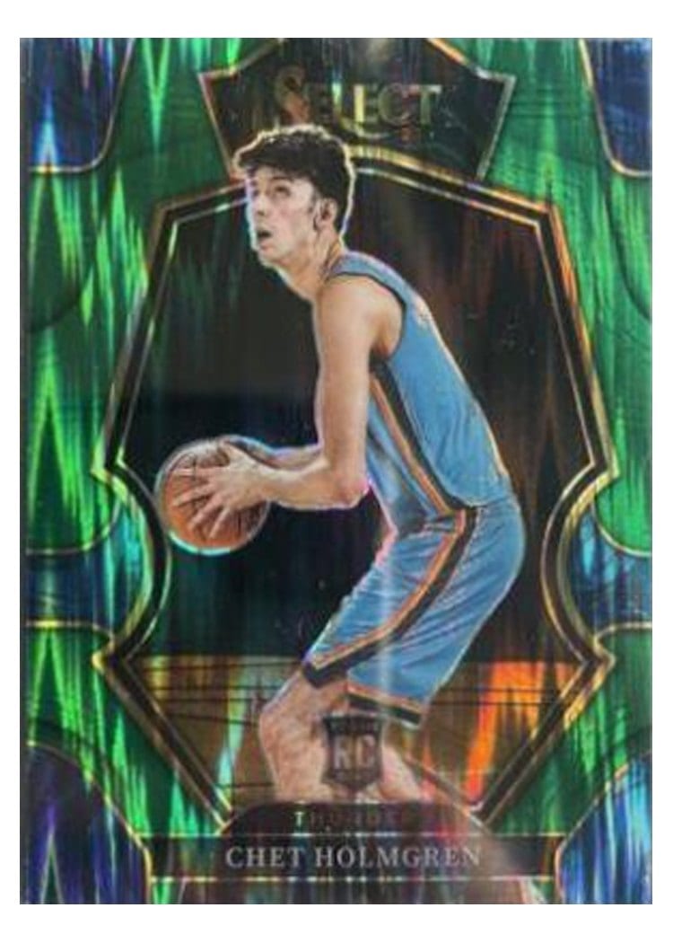 2022-23 Panini Select Base Set Chet Holmgren Green Shock Prizm #196 card
