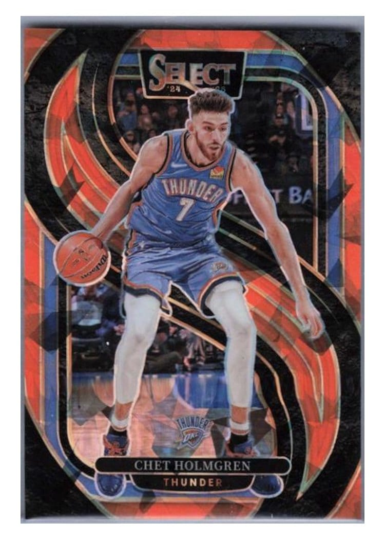 2024-25 Panini Select Base Set Chet Holmgren Orange Cracked Ice Prizm #128 card