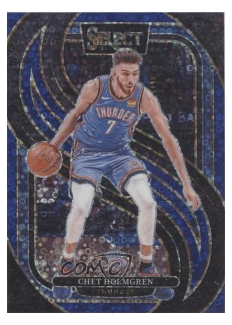 2024-25 Panini Select Base Set Chet Holmgren Blue Disco Prizm #128 card