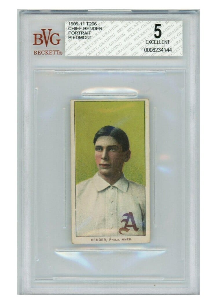 1909 T206 Piedmont 150 Chief Bender Portrait card
