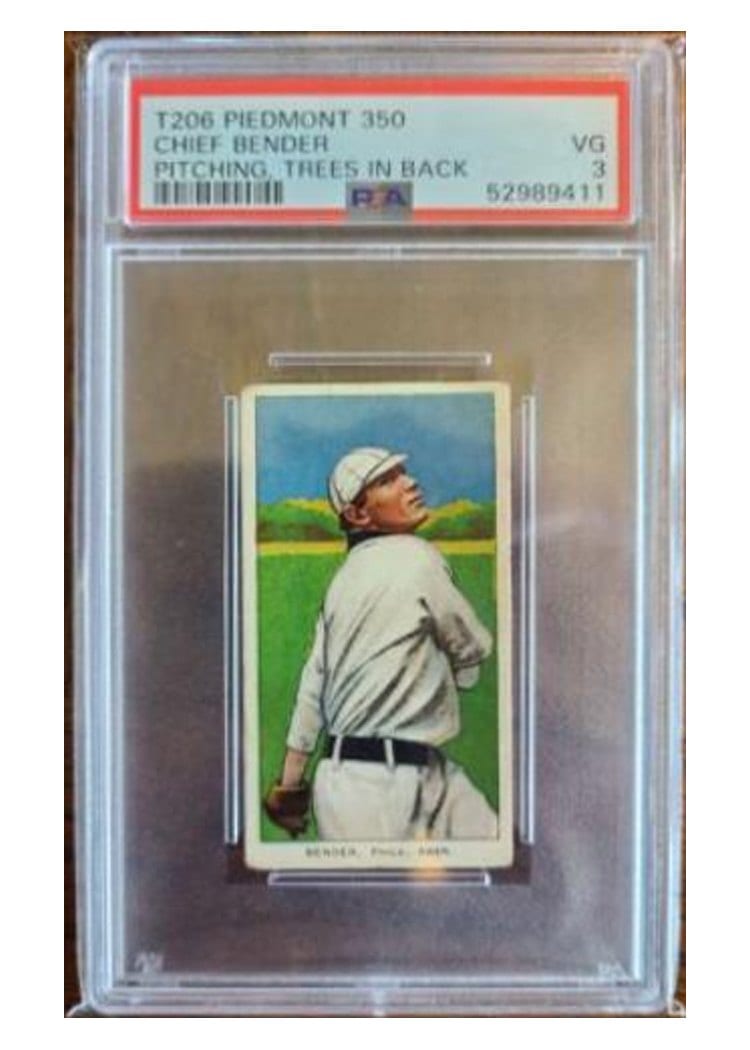 1909 T206 Piedmont 350 Chief Bender Trees in Background card