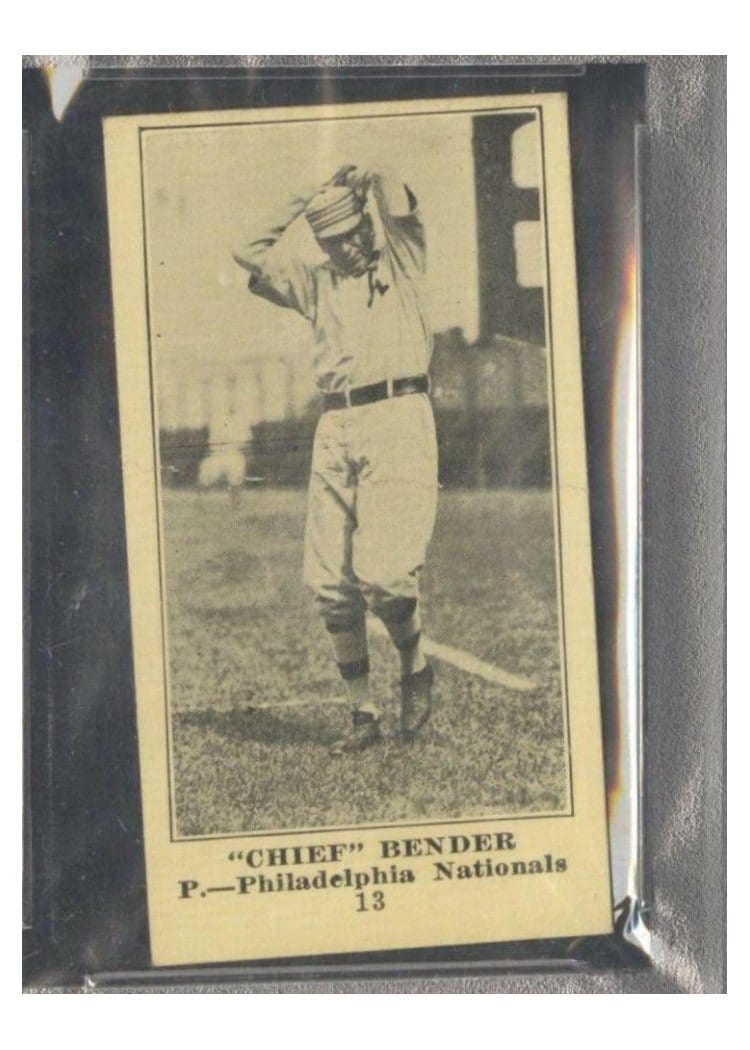 1916 M101 4 Sporting News 'Chief' Bender Blank Back #13 card