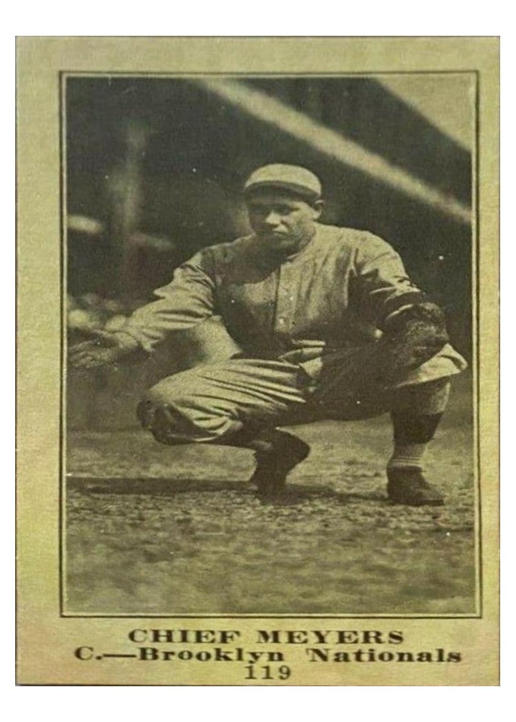 1916 M101 4 Sporting News Chief Meyers #119 card