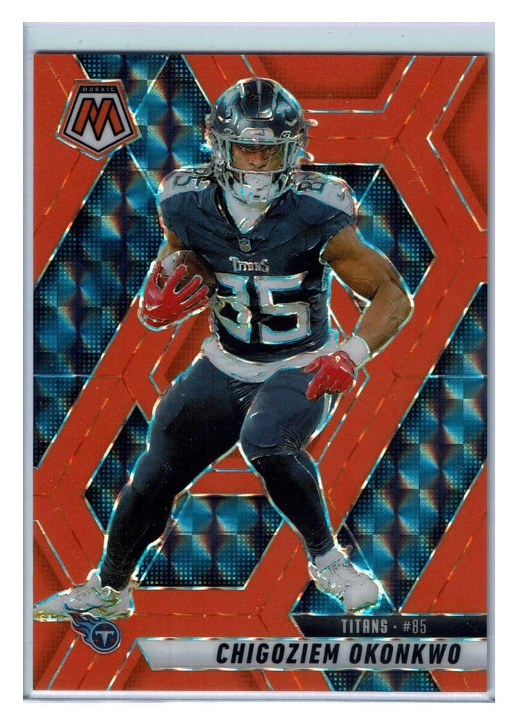 2025 Panini Mosaic Base Set Chigoziem Okonkwo Orange Fluorescent #115 card