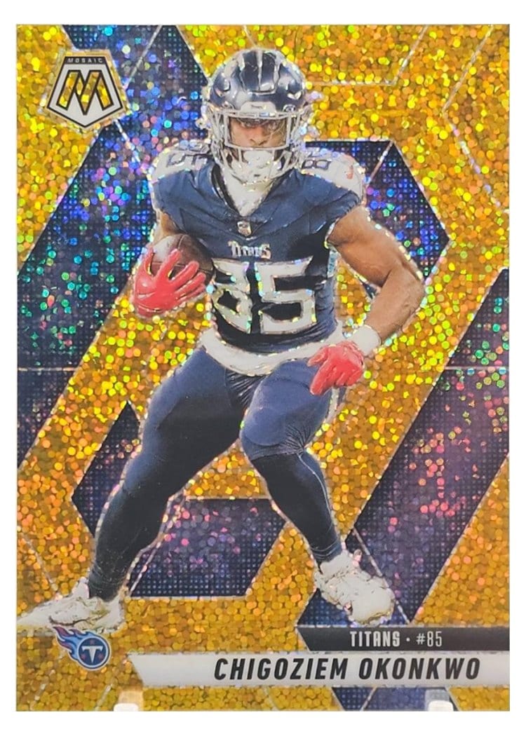 2025 Panini Mosaic Base Set Chigoziem Okonkwo Gold Sparkle #115 card