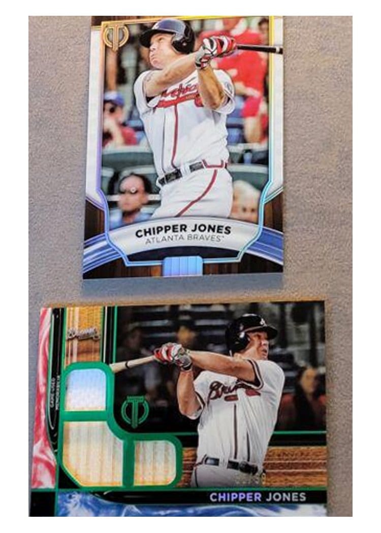 2022 Topps Tribute Triple Relics Chipper Jones #TTR-CJ card