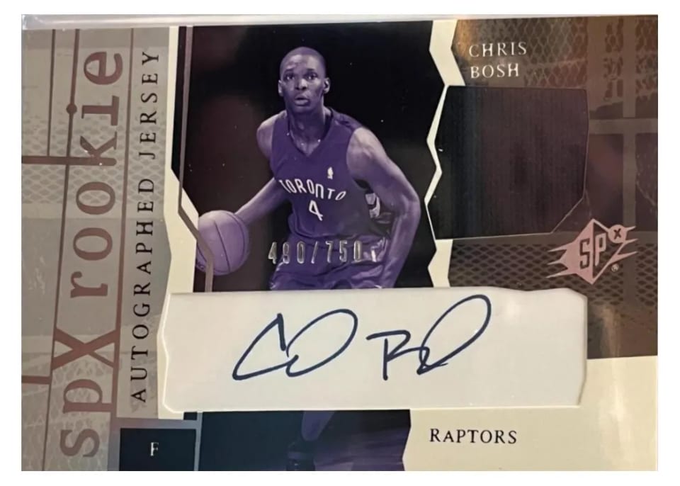 2003 Spx Chris Bosh Signed Jersey #154 card