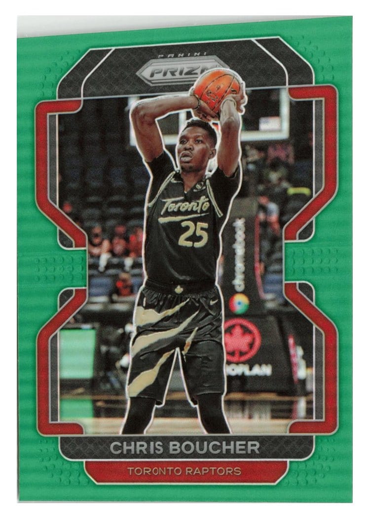 2021-22 Panini Prizm Base Set Chris Boucher Green Shimmer #182 card
