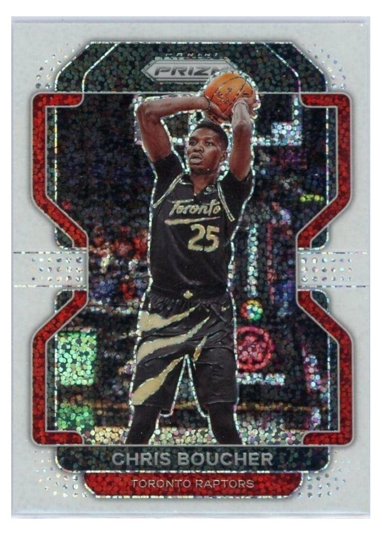 2021-22 Panini Prizm Base Set Chris Boucher White Sparkle Prizm #182 card