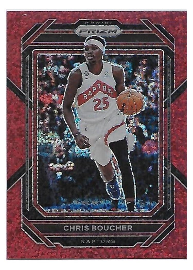 2022-23 Panini Prizm Base Set Chris Boucher Red Sparkle Prizm #30 card