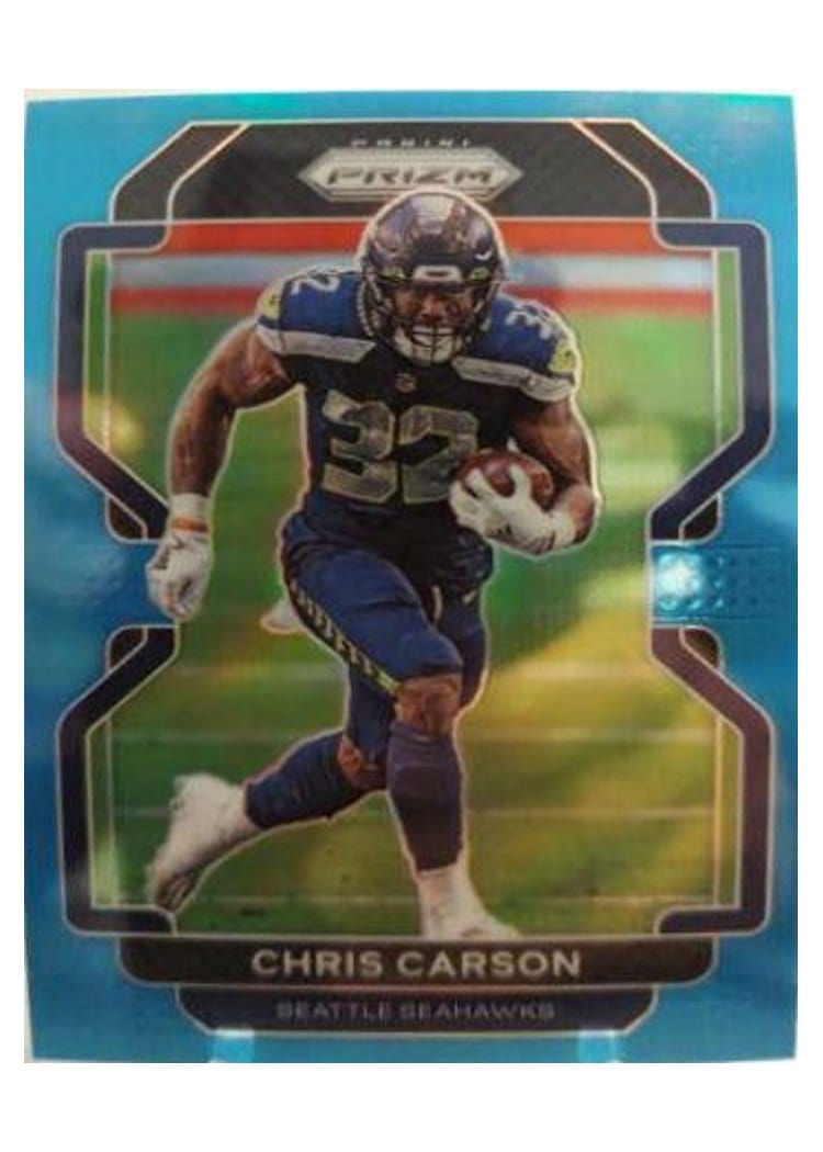 2021 Panini Prizm Base Set Chris Carson Light Blue Prizm #46 card
