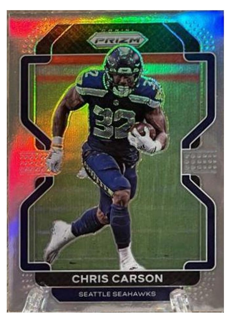 2021 Panini Prizm Base Set Chris Carson Silver Prizm #46 card