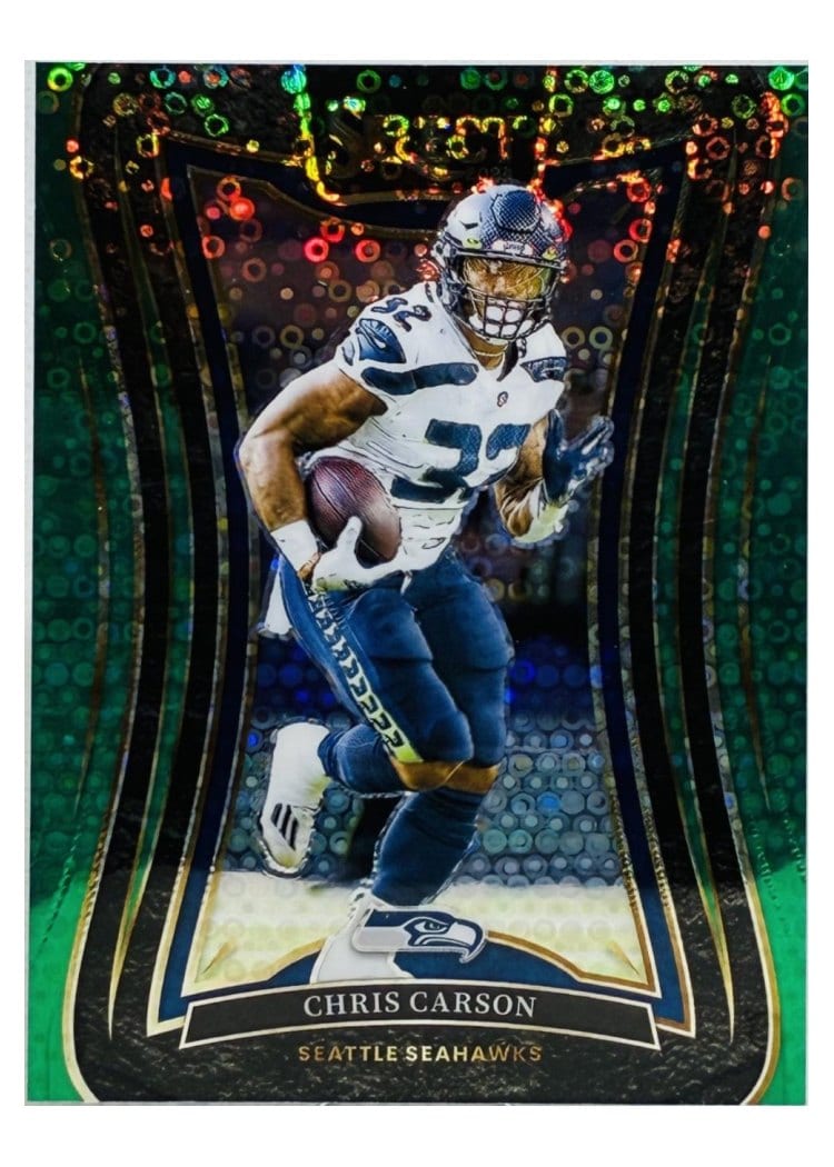 2024 Panini Select Base Set Chris Carson Green Disco Prizm #318 card