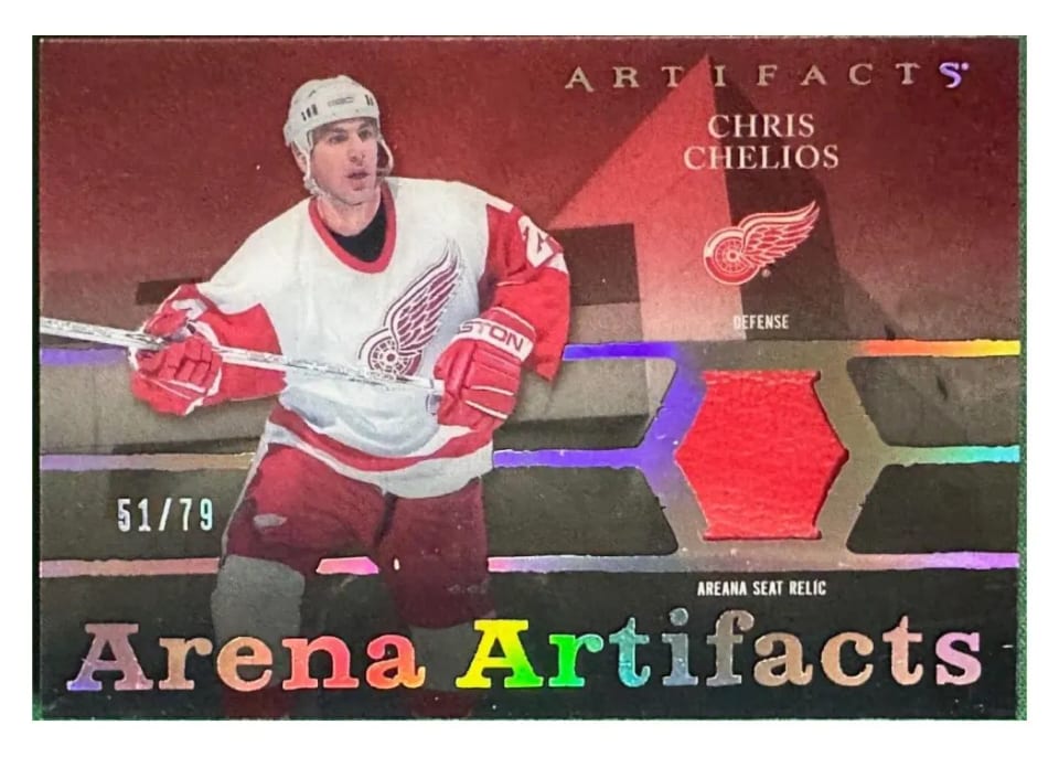 2021-22 Upper Deck Artifacts Arena Artifacts Chris Chelios #JLA-CC card