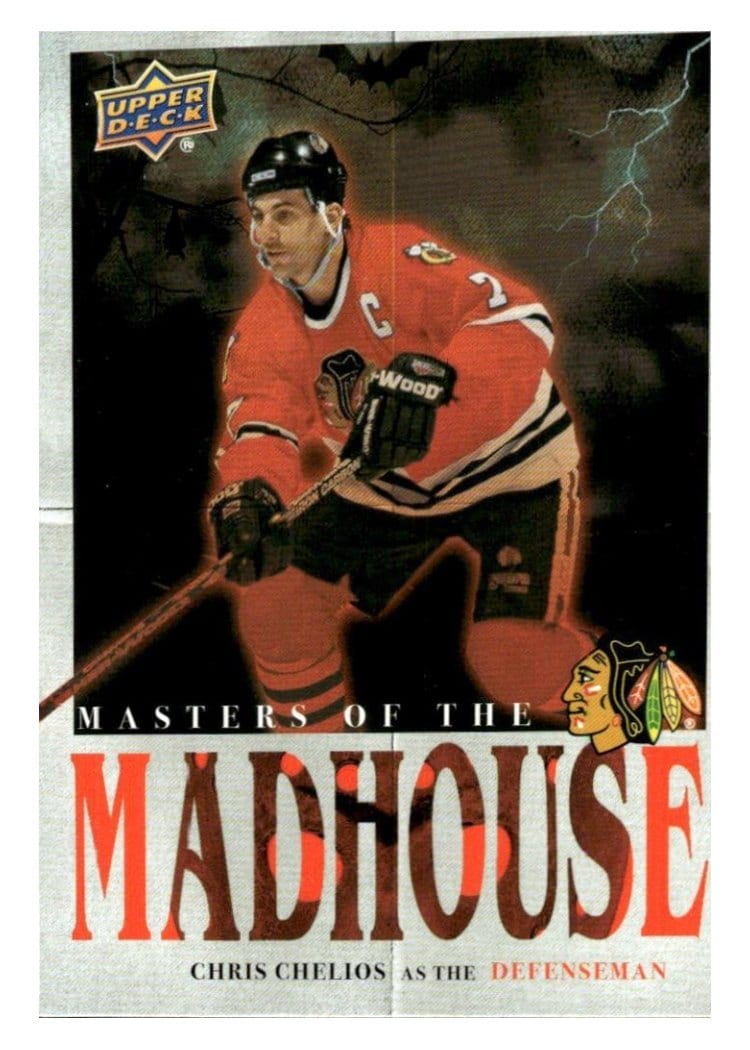 2025-26 Upper Deck Chicago Blackhawks Centennial Masters of the Madhouse Box Chris Chelios #MM-2 card