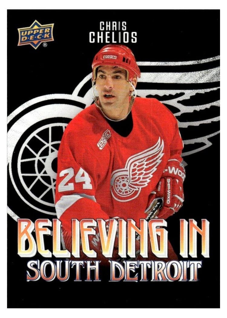2025-26 Upper Deck Detroit Red Wings Centennial Believing in South Detroit Auto Chris Chelios #BSD-6 card
