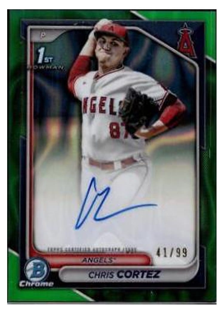 2024 Bowman Draft Chrome Prospect Autographs Chris Cortez Green Lava Refractor #CPA-CCZ card