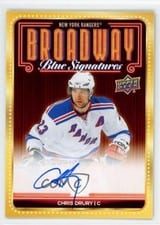 2025-26 Upper Deck New York Rangers Centennial Broadway Blue Signatures Chris Drury #BBS-CD card