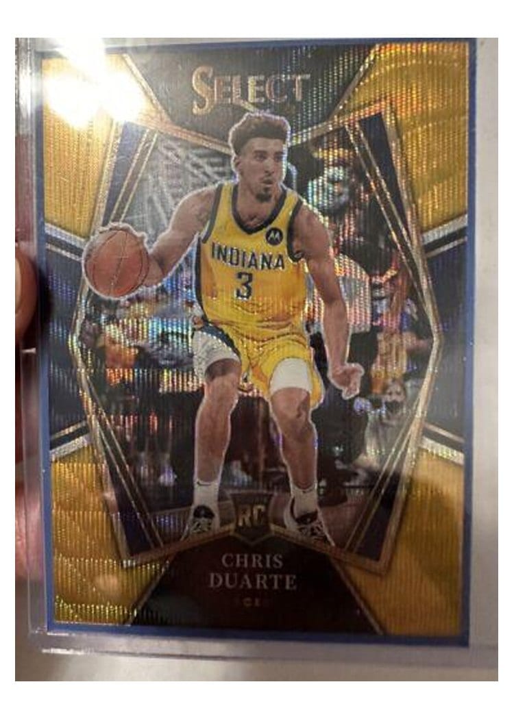 2021-22 Panini Select Base Set Chris Duarte Gold Wave Prizm #146 card
