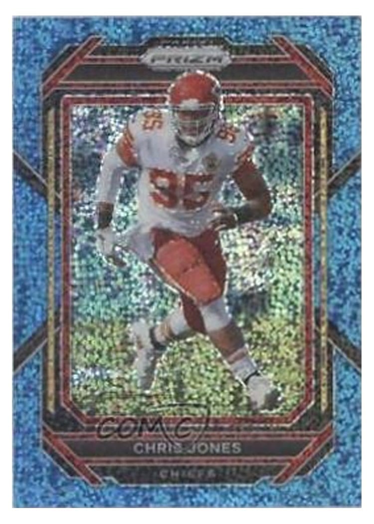 2022 Panini Prizm Base Set Chris Jones Blue Sparkle #145 card