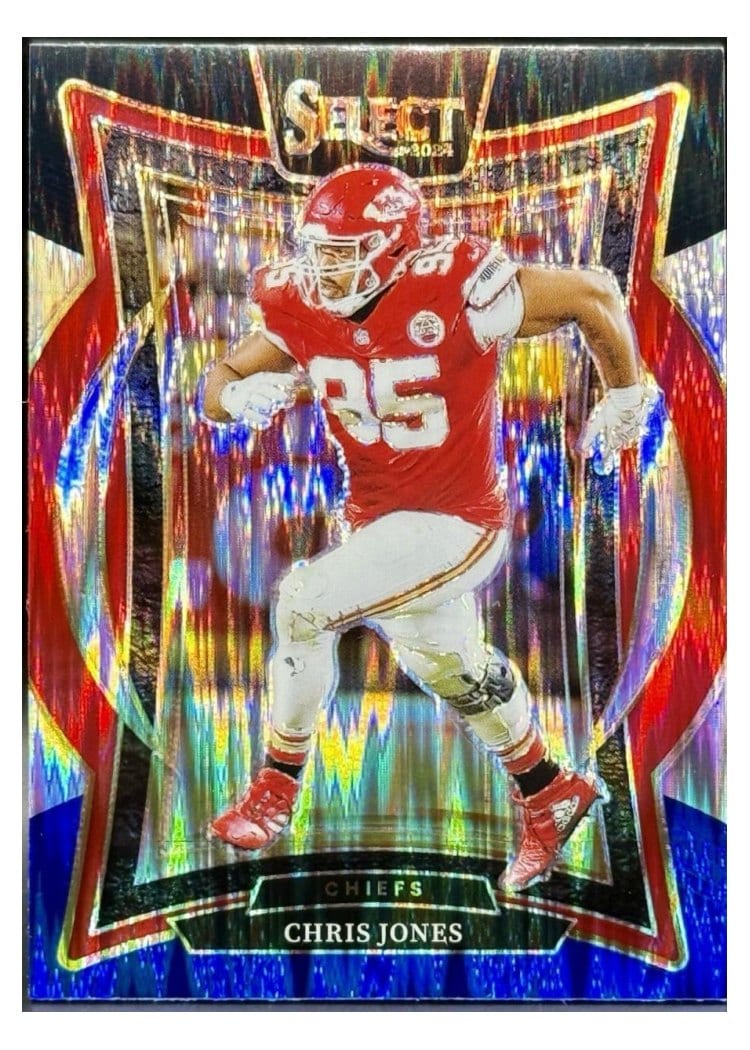 2024 Panini Select Base Set Chris Jones Black Blue Prizm Shock #19 card