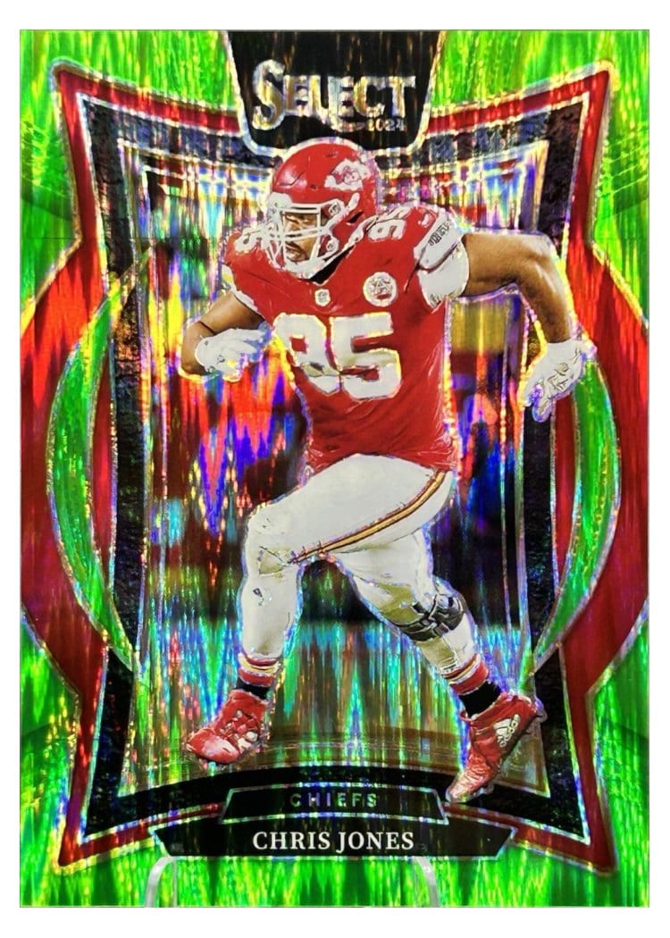 2024 Panini Select Base Set Chris Jones Neon Green Prizm Shock #19 card