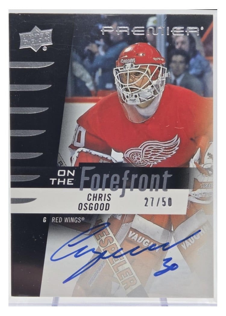 2023-24 Upper Deck Premier On the Forefront Legends and Superstars Autograph Chris Osgood #OFS-CO card