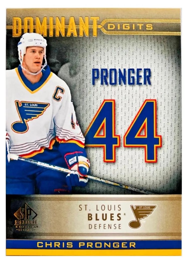 2020-21 SP Signature Edition Legends Dominant Digits Chris Pronger Gold #DD-39 card