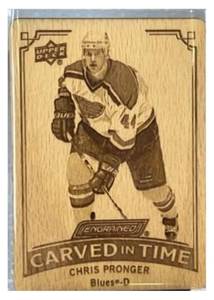 2023-24 Upper Deck Engrained Carved in Time Manufactured Wood Chris Pronger #CT-13 card