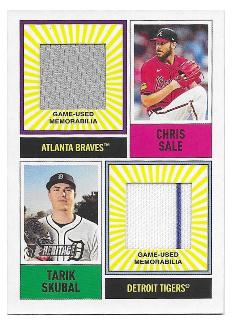 2025 Topps Heritage Dual Player MLB Collection Relics Chris Sale / Tarik Skubal #DPMCR-SS card