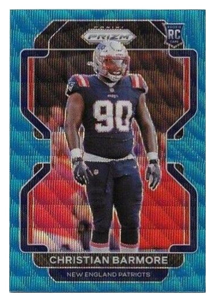 2021 Panini Prizm Base Set Christian Barmore Blue Wave Prizm #388 card