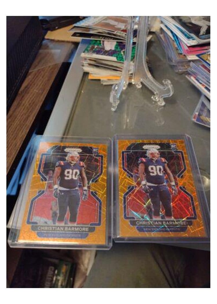 2021 Panini Prizm Base Set Christian Barmore Orange Lazer Prizm #388 card