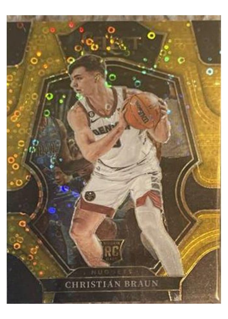 2022-23 Panini Select Base Set Christian Braun Gold Disco Prizm #272 card