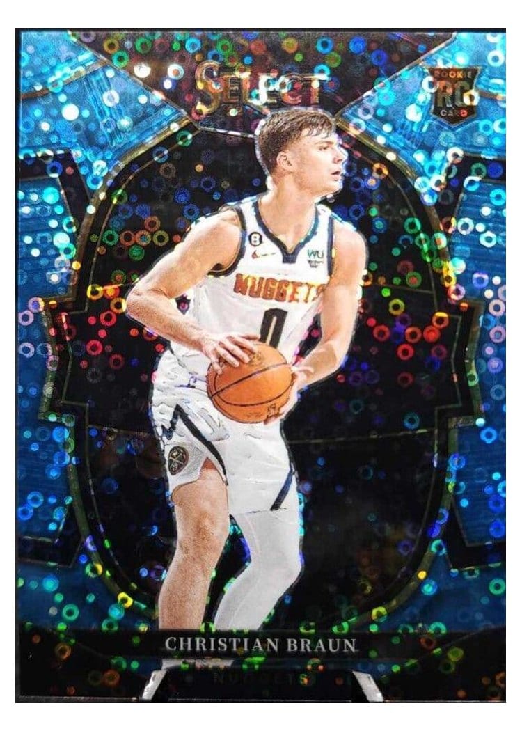 2022-23 Panini Select Base Set Christian Braun Light Blue Disco Prizm #85 card