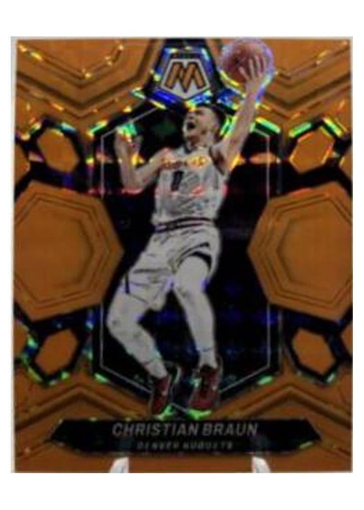 2023-24 Panini Mosaic Base Set Christian Braun Orange Fluorescent #168 card