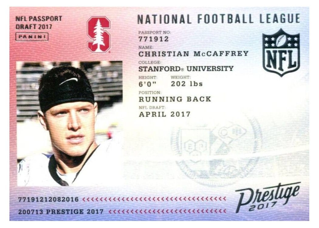 2017 Panini Prestige NFL Passport Christian McCaffrey #12 card