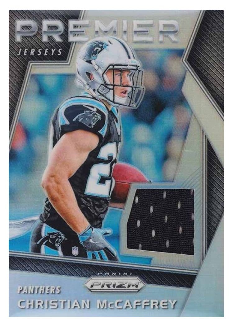 2017 Panini Prizm Prizm Premier Jerseys Christian McCaffrey #4 card