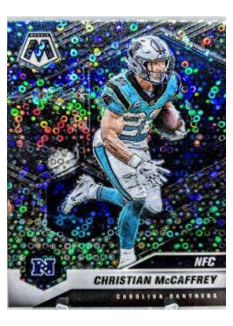 2021 Panini Mosaic Base Set Christian McCaffrey No Huddle Silver Mosaic #210 card