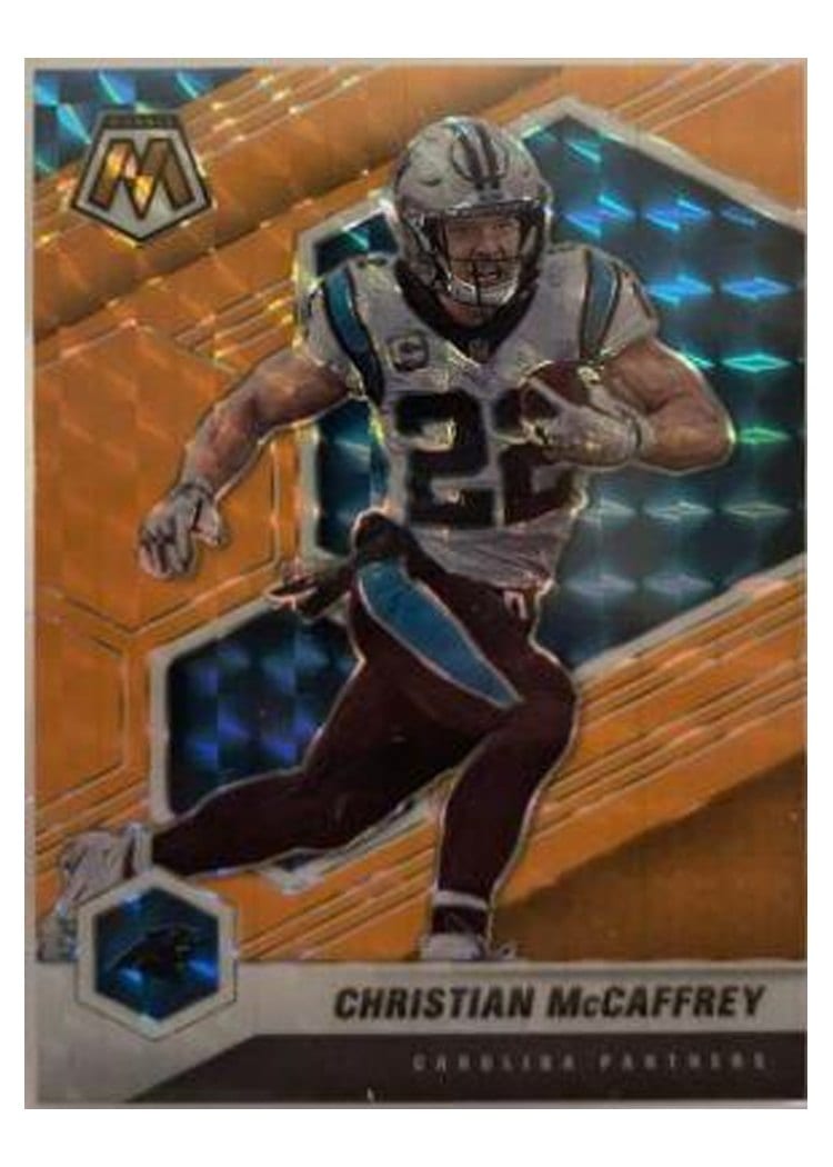 2021 Panini Mosaic Base Set Christian McCaffrey Orange Fluorescent #36 card