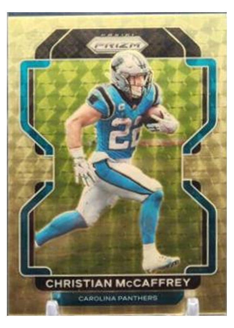 2021 Panini Prizm Base Set Christian McCaffrey Gold Vinyl Prizm #315 card