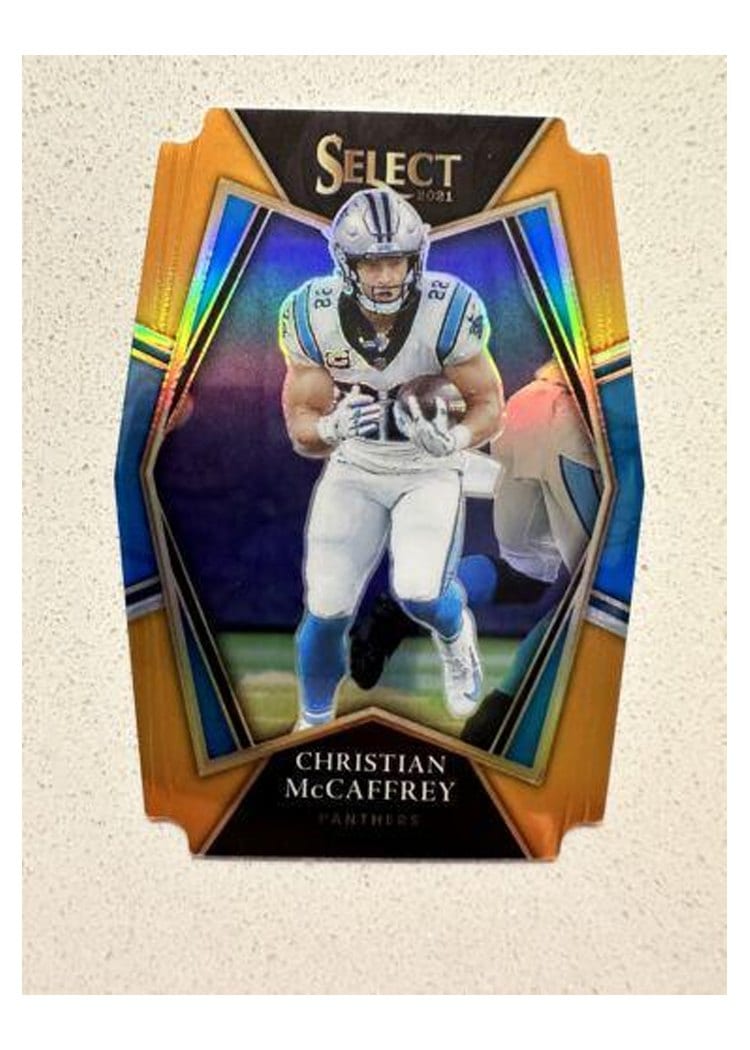 2021 Panini Select Base Set Christian McCaffrey Orange Die Cut #107 card
