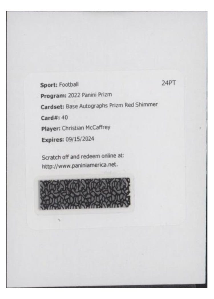 2022 Panini Prizm Base Set Christian McCaffrey #40 card