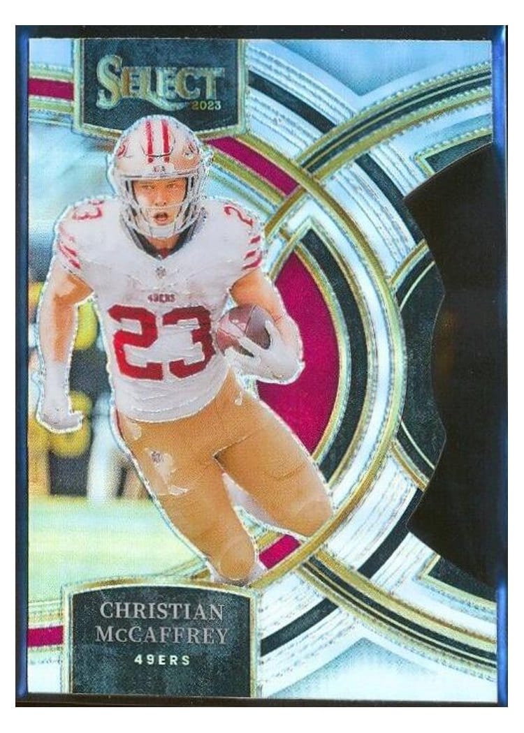2023 Panini Select Base Set Christian McCaffrey Silver Prizm Die-Cut #145 card